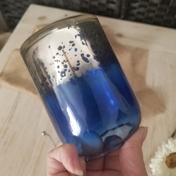 Cobalt blue/ silver mercury glass tealight holder - Picture 8 of 9